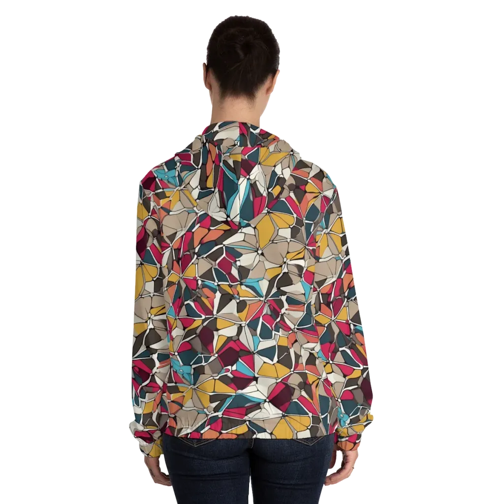 Mosaic Voltage on Women's Full-Zip Hoodie — Back On Person