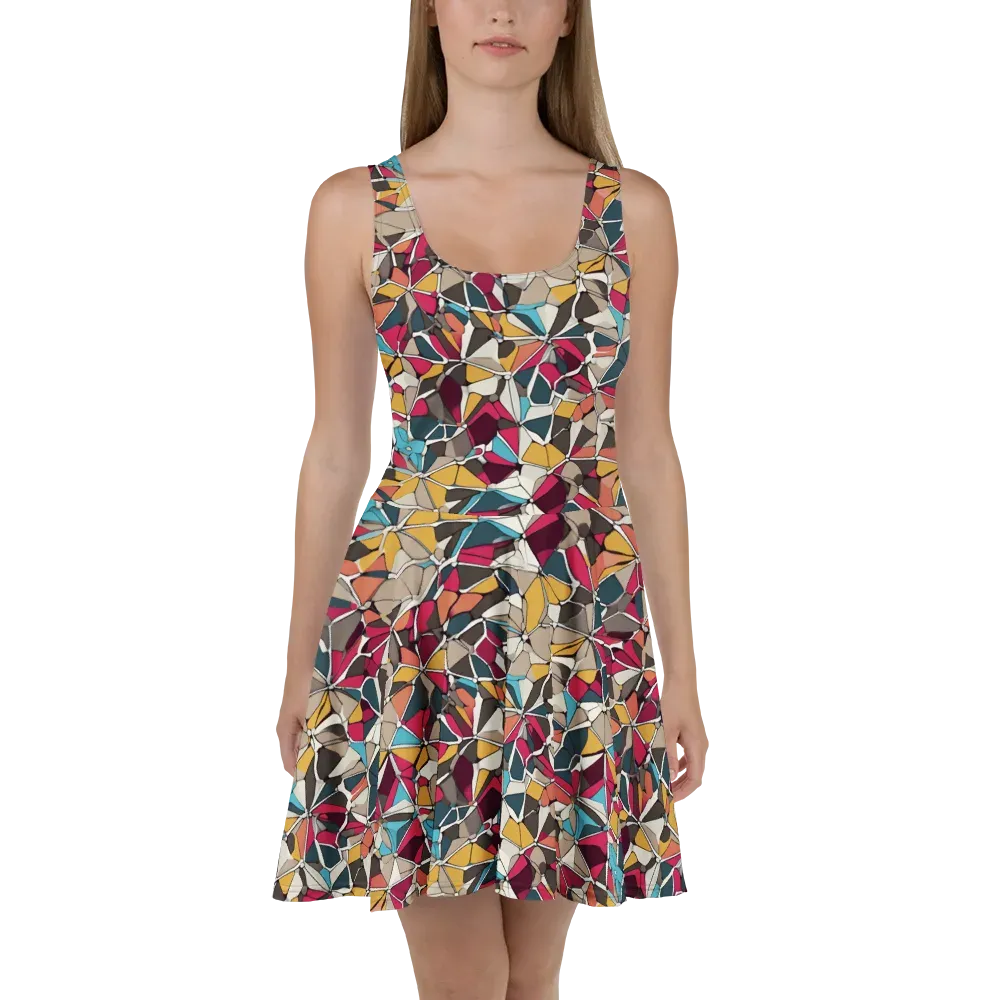 Mosaic Voltage on Skater Dress — Front