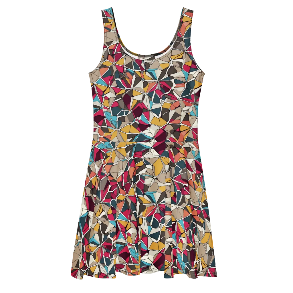 Mosaic Voltage on Skater Dress — Front