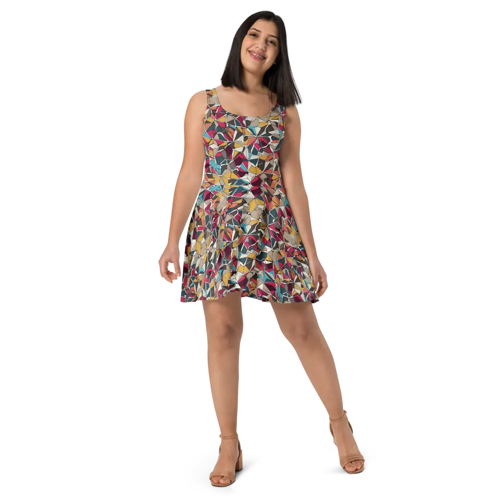 Mosaic Voltage on Skater Dress — Front