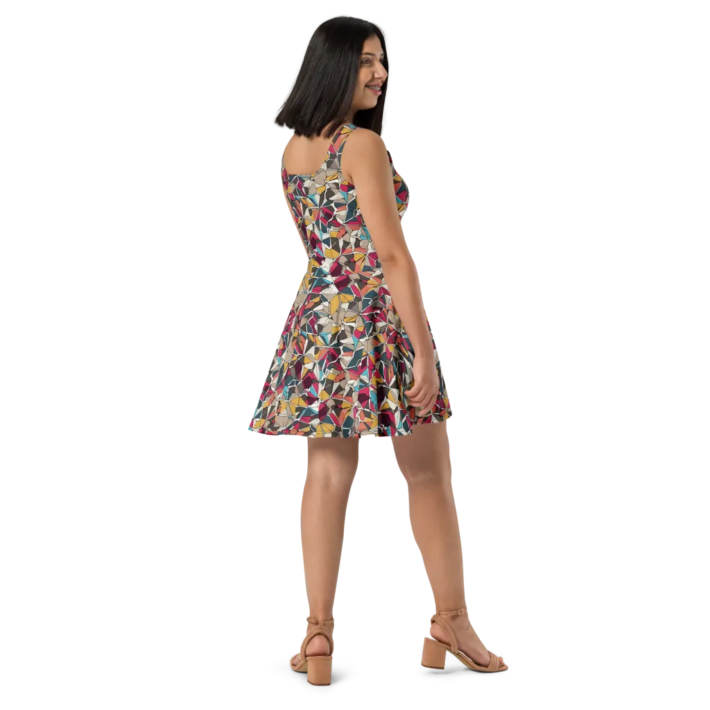 Mosaic Voltage on Skater Dress — Right