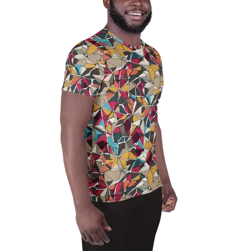 Mosaic Voltage on a Men's Athletic T-Shirt