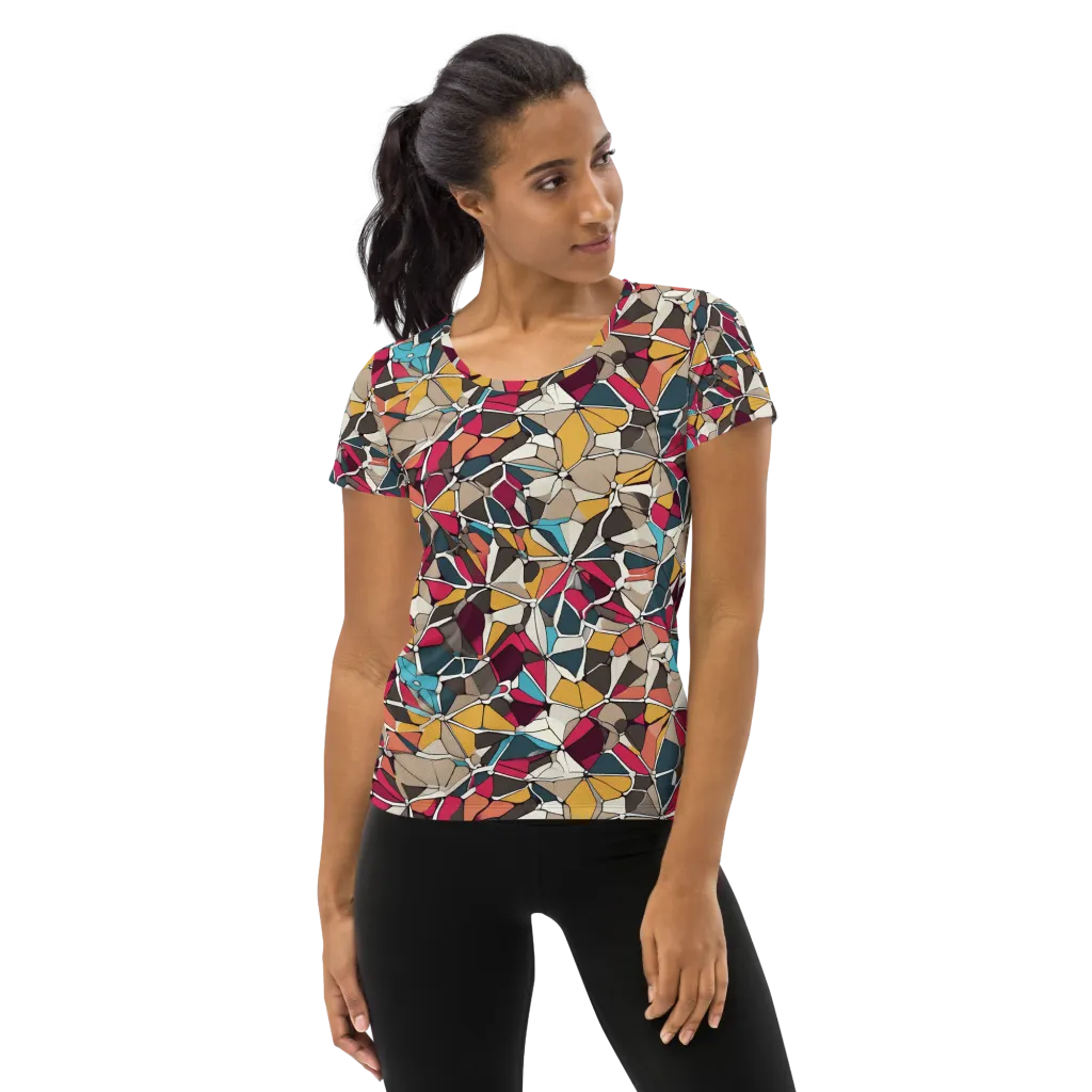 Mosaic Voltage on Women's Athletic T-Shirt — Front