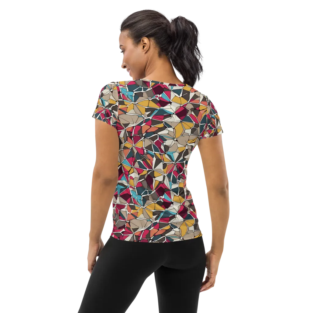 Mosaic Voltage on Women's Athletic T-Shirt — Back