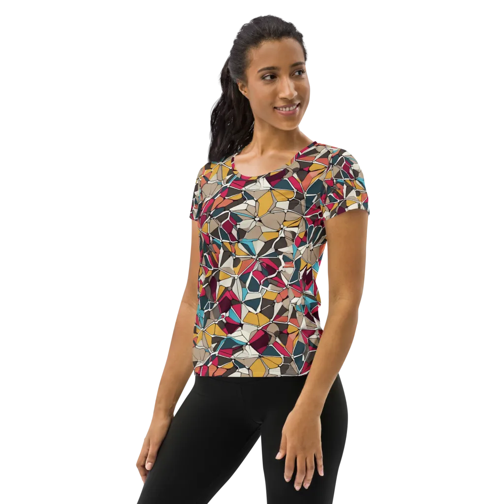 Mosaic Voltage on Women's Athletic T-Shirt — Left
