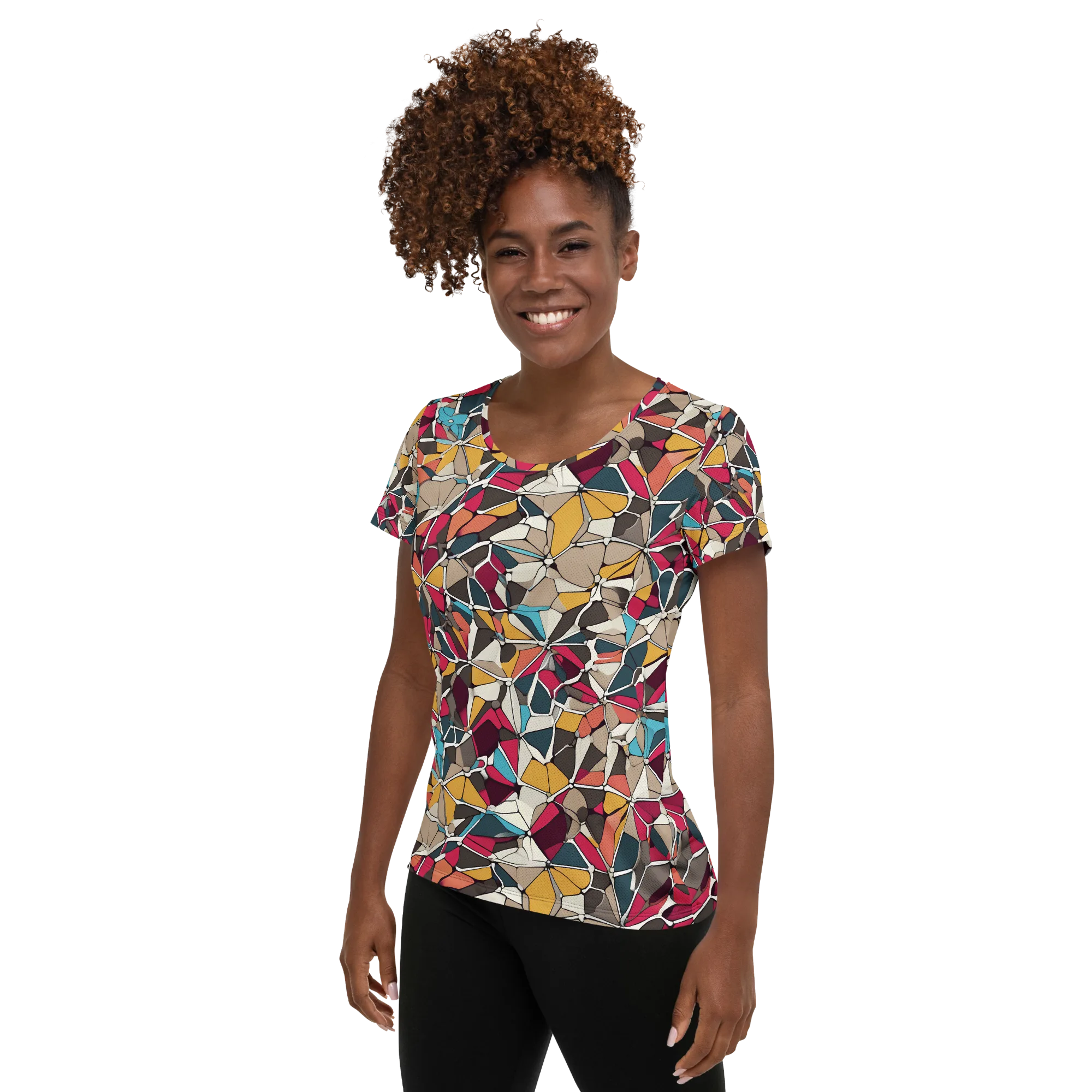 Mosaic Voltage on Women's Athletic T-Shirt — Left