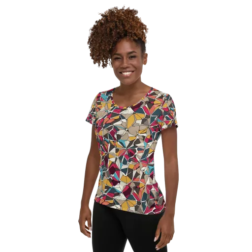 Mosaic Voltage on a Women's Athletic T-Shirt