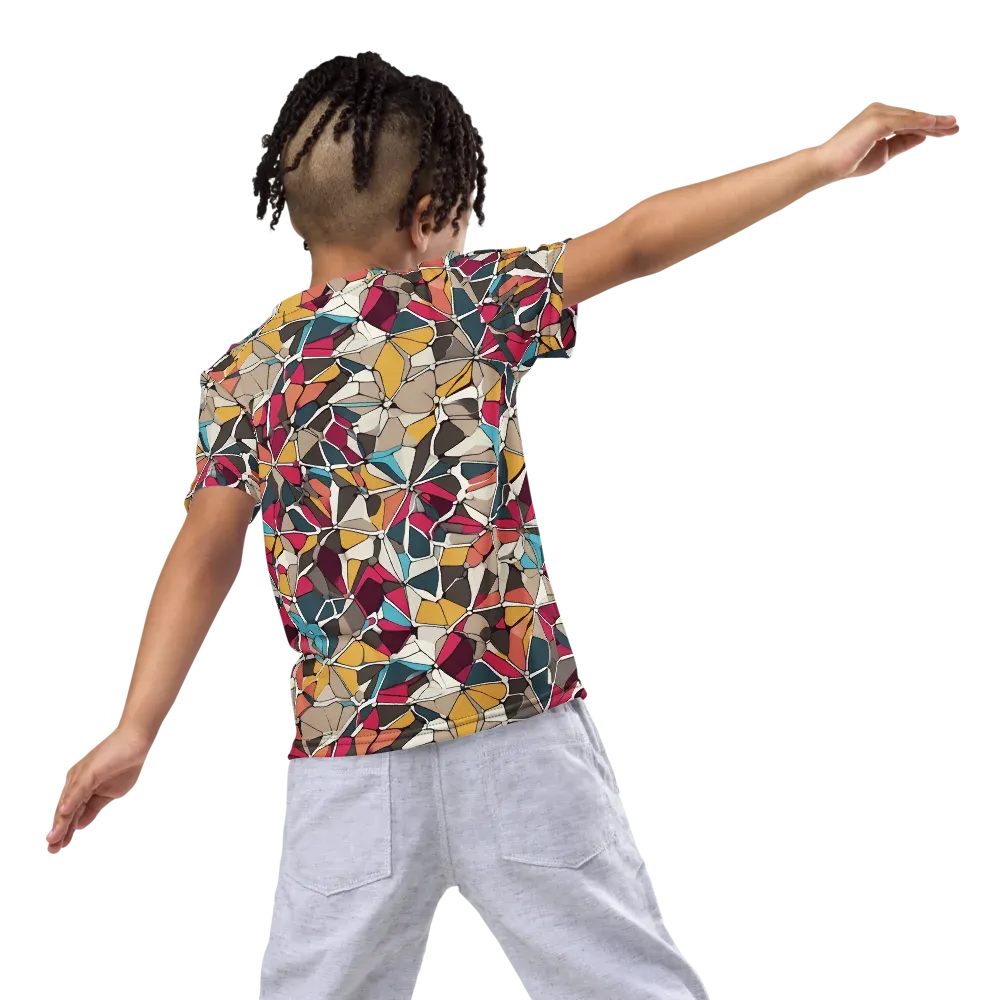Mosaic Voltage on Kids Crew Neck T-Shirt — Back