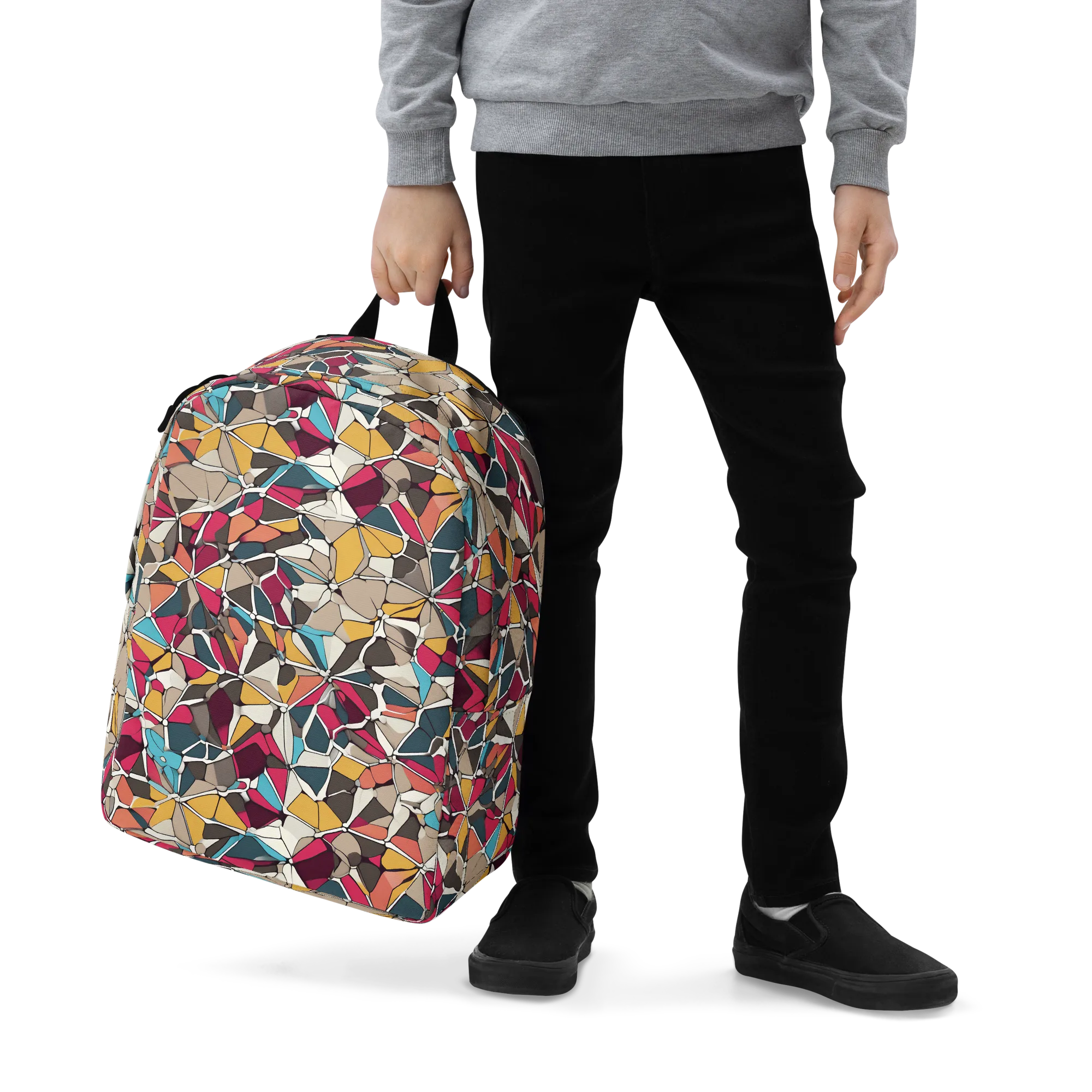 Mosaic Voltage on Minimalist Backpack — Zoomed-in