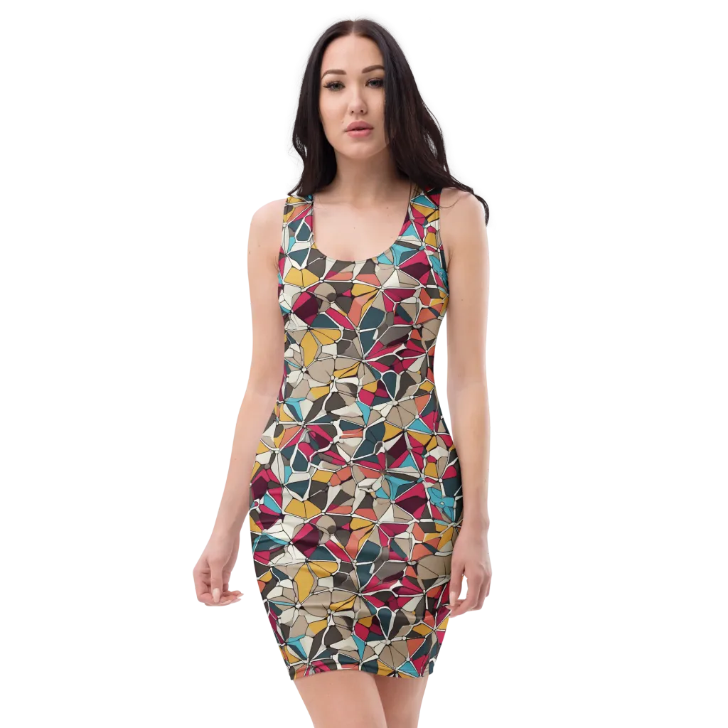 Mosaic Voltage on Bodycon Dress — Front