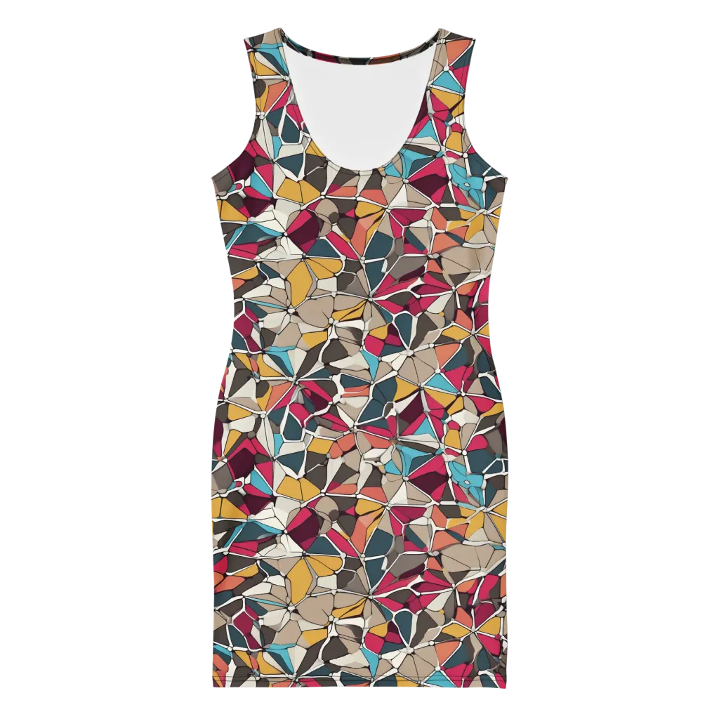 Mosaic Voltage on Bodycon Dress — Front