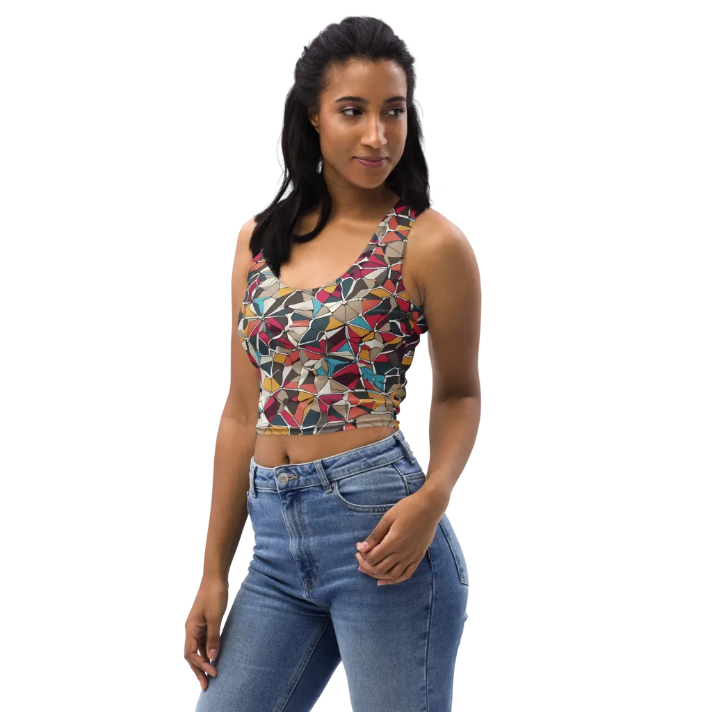 Mosaic Voltage on Crop Top — Left Front