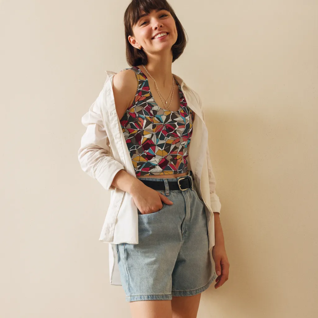 Mosaic Voltage on Crop Top — Front