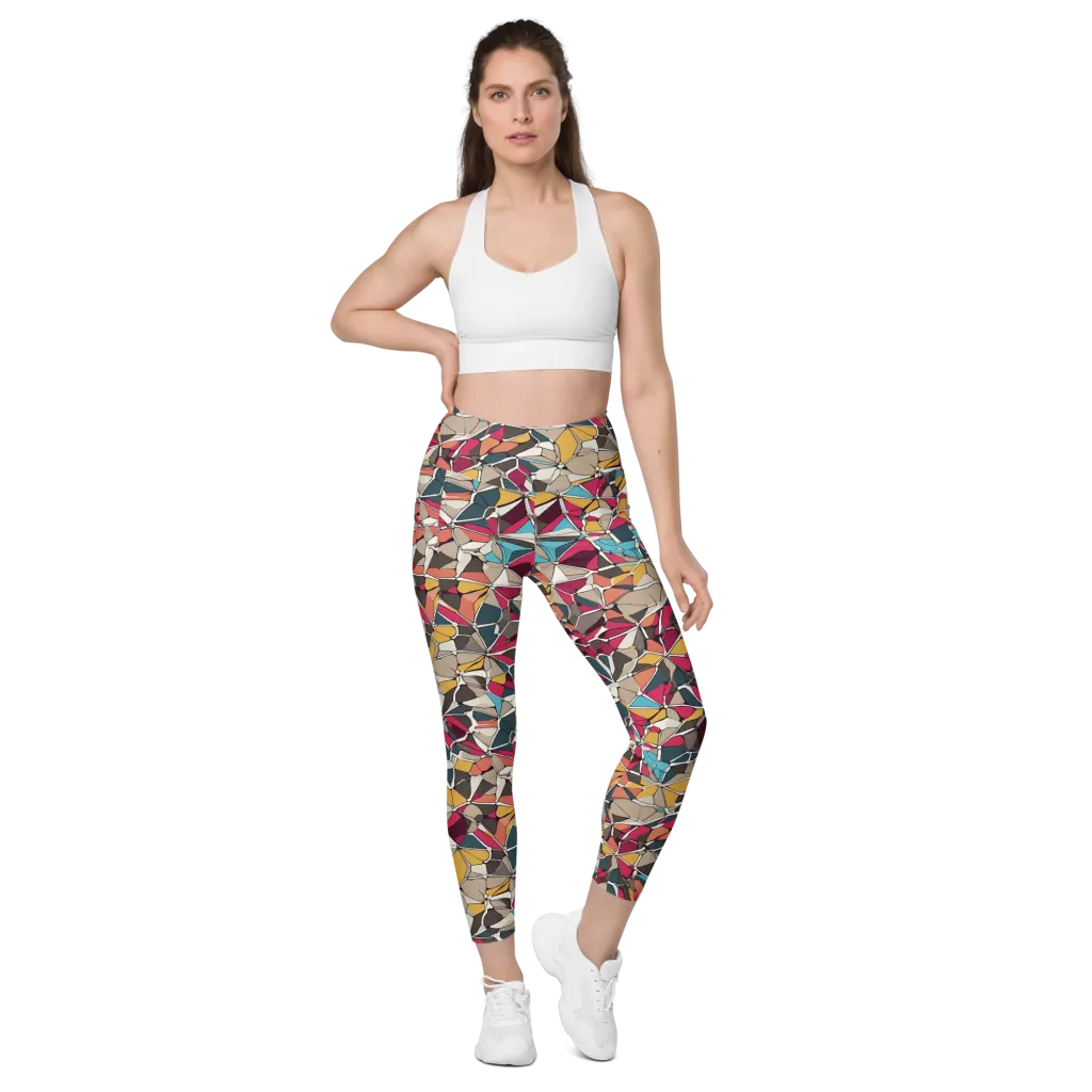 Mosaic Voltage on Leggings with Pockets — Front