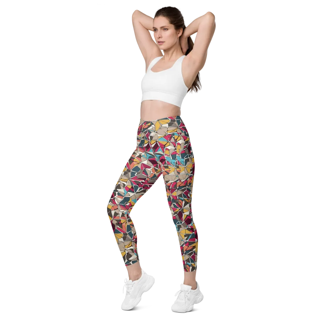 Mosaic Voltage on Leggings with Pockets — Left Front