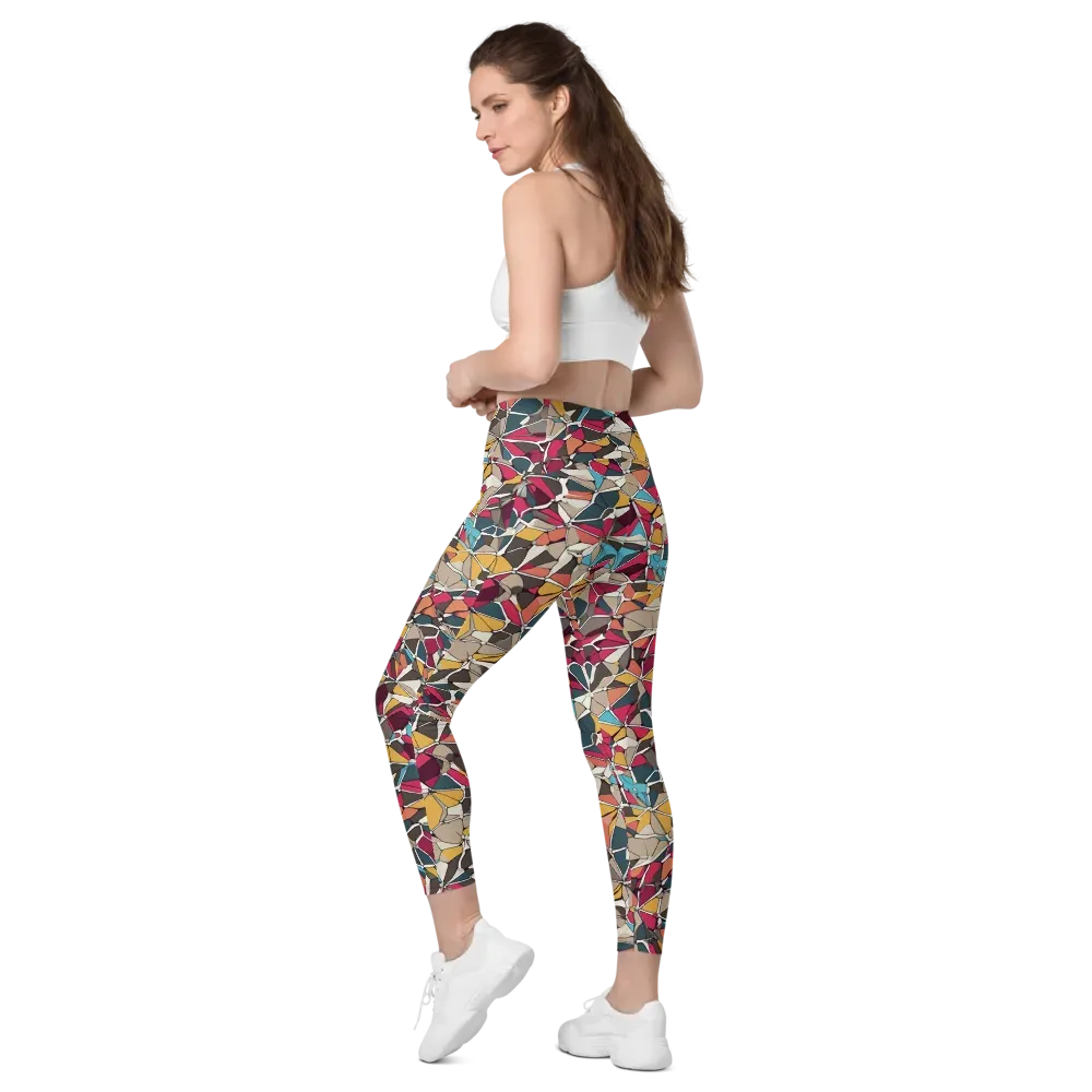 Mosaic Voltage on Leggings with Pockets — Left Back