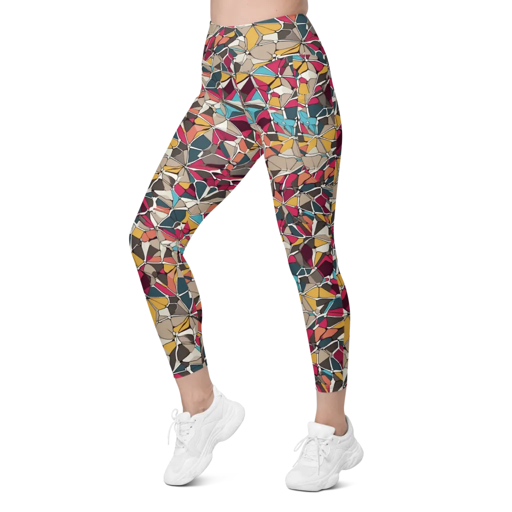 Mosaic Voltage on Leggings with Pockets — Left Front