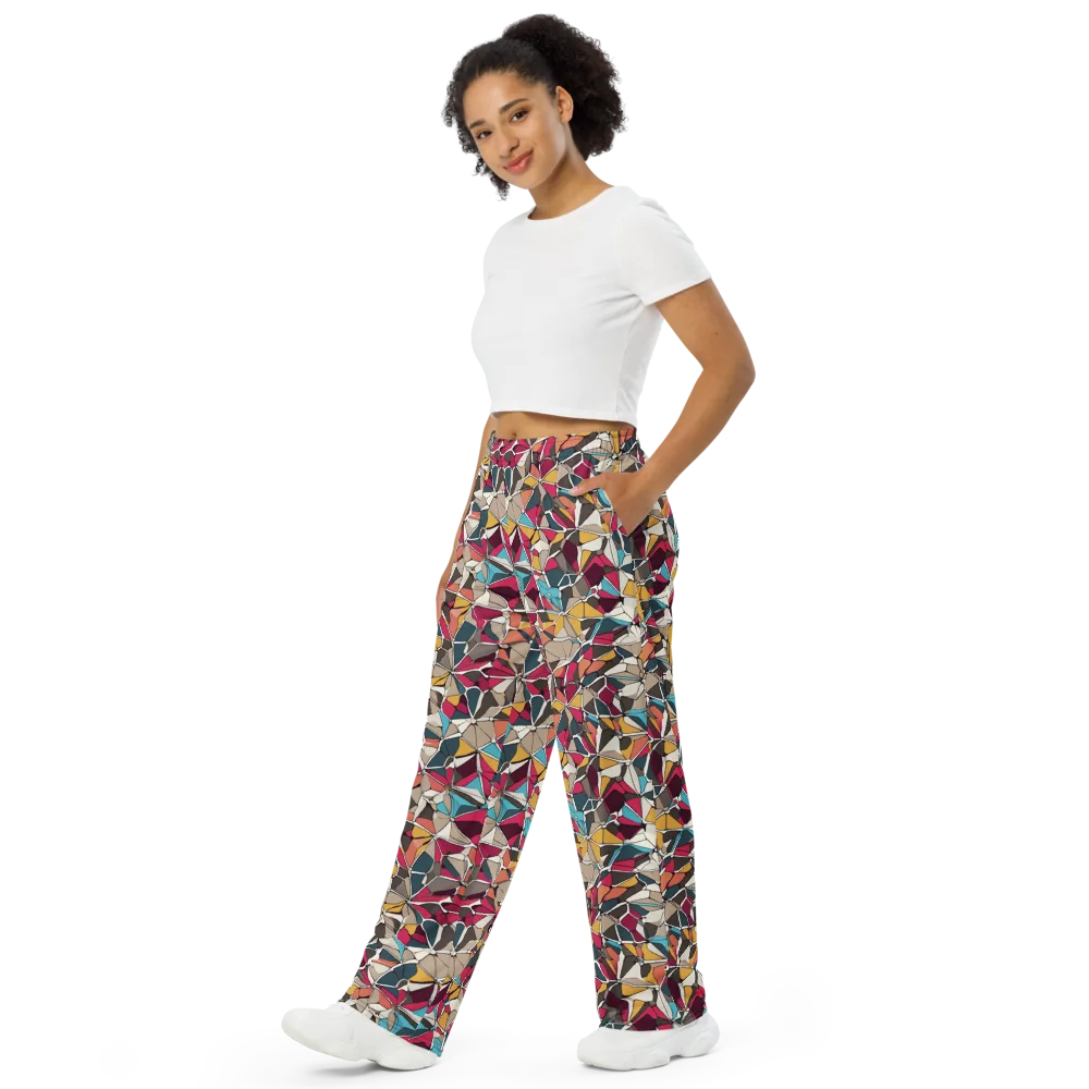Mosaic Voltage on Wide-Leg Pants — Left Front