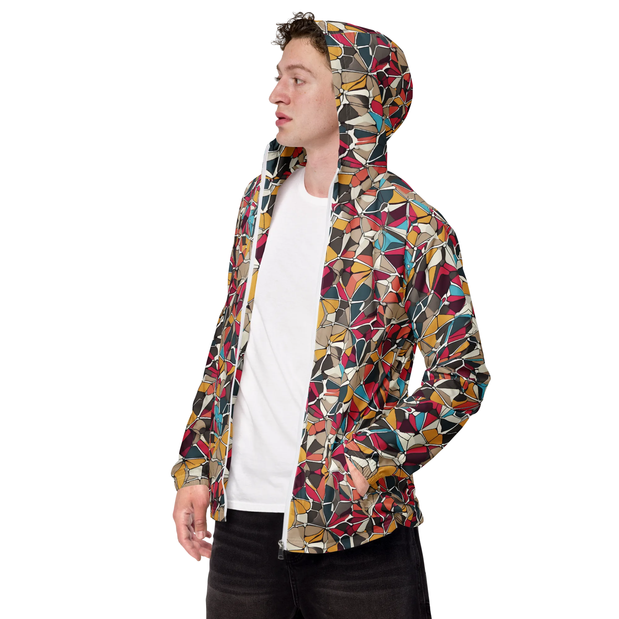 Mosaic Voltage on Men's Windbreaker — Left Front