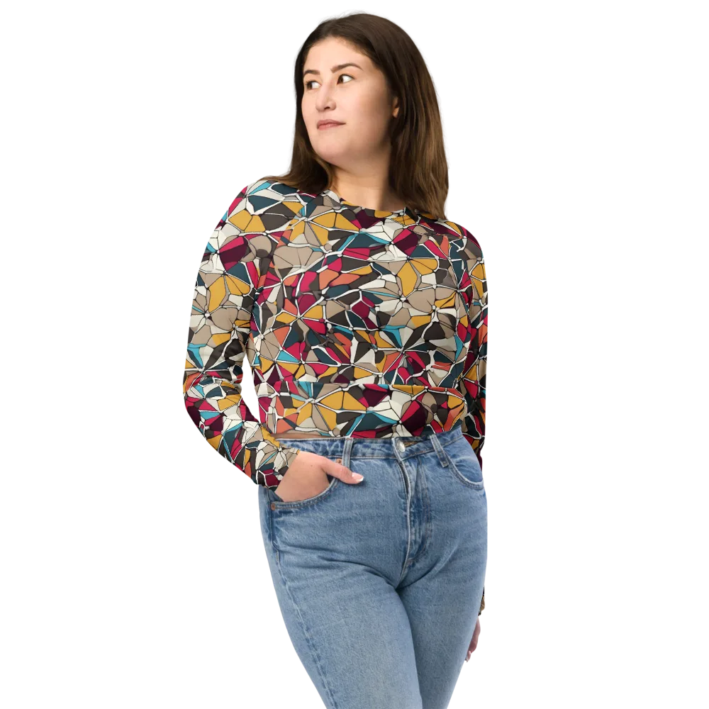 Mosaic Voltage on Long Sleeve Crop Top — Front