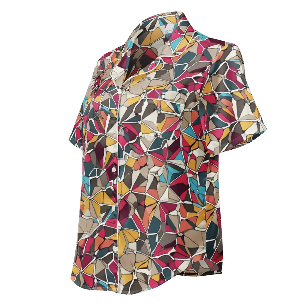 Mosaic Voltage on Women's Short Sleeve Pajama Top — Left Front