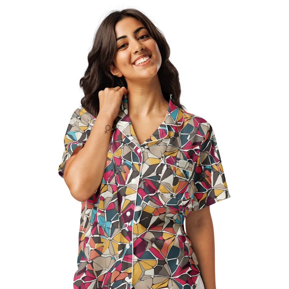 Mosaic Voltage on Women's Short Sleeve Pajama Top — Front
