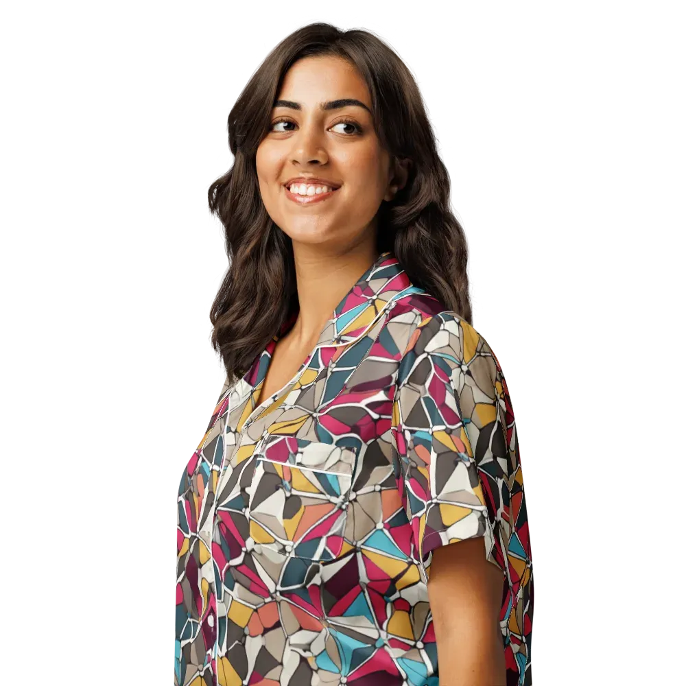 Mosaic Voltage on Women's Short Sleeve Pajama Top — Left Front