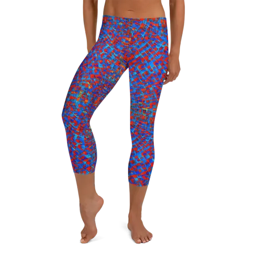 Neon City Grid on a Capri Leggings