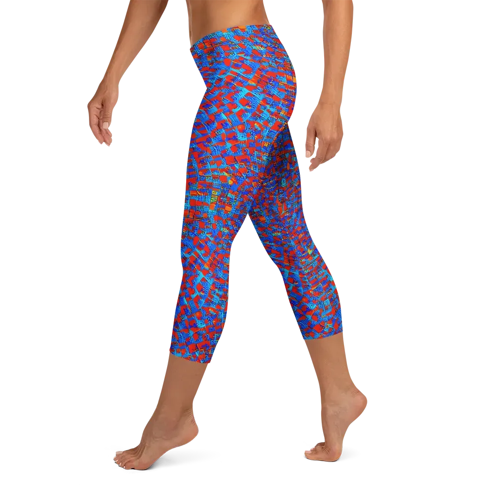 Neon City Grid on Capri Leggings — Left