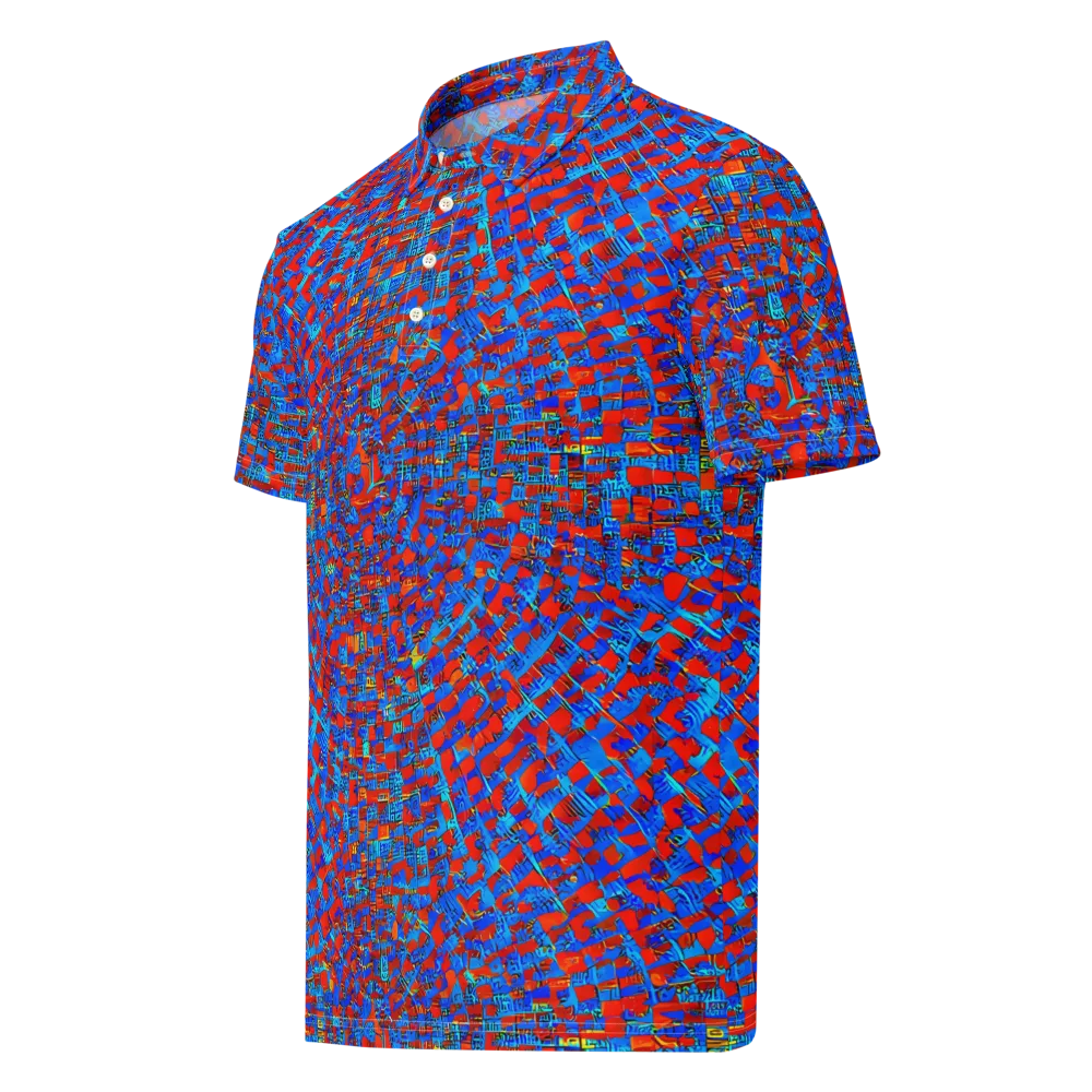Neon City Grid on Men's Slim Fit Polo Shirt — Left Front