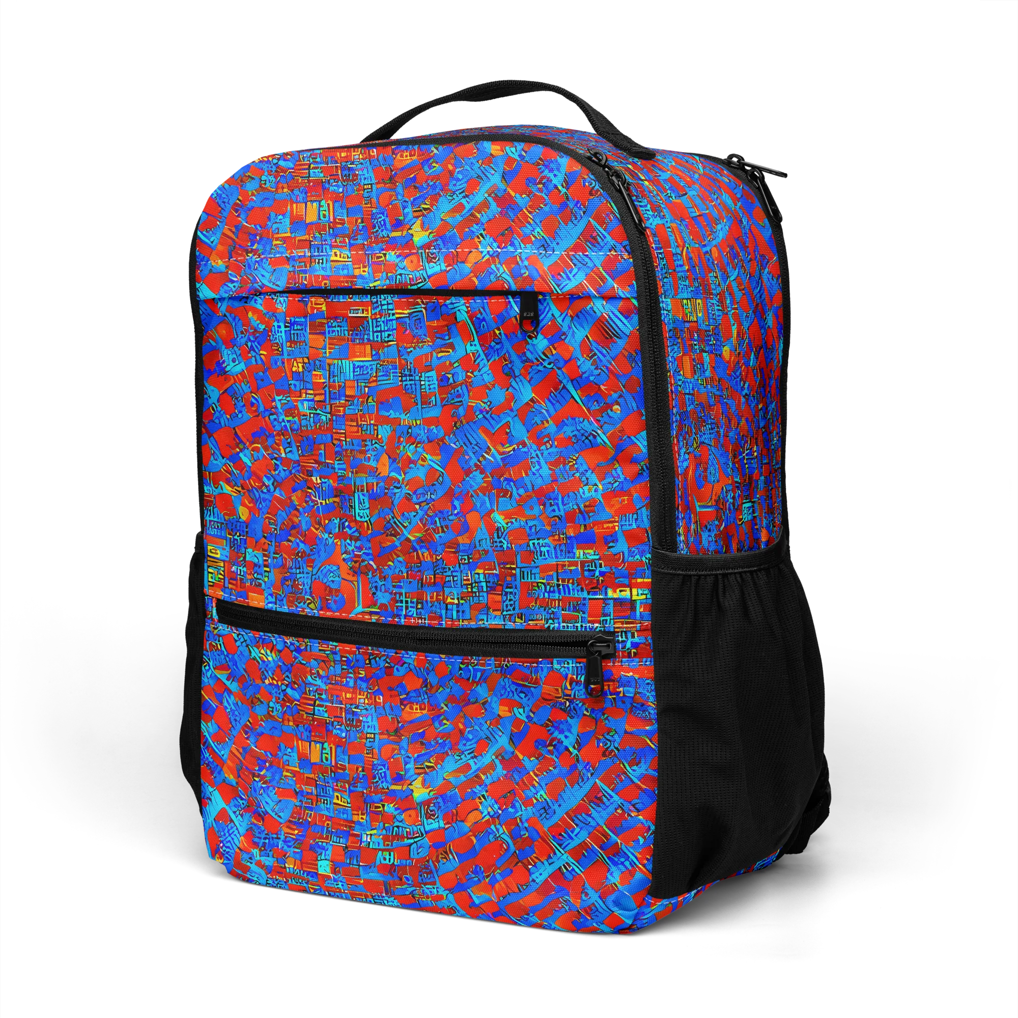 Neon City Grid on Utility Backpack — Left Front
