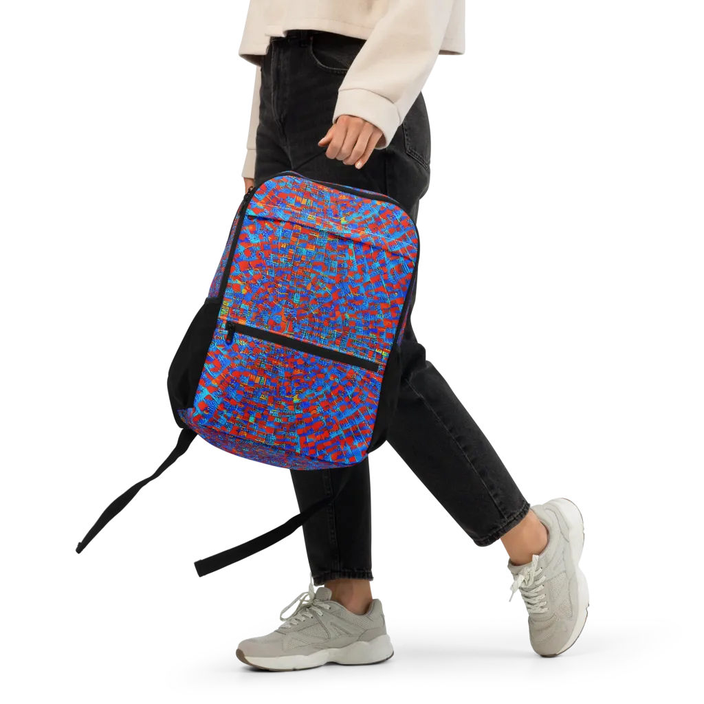 Neon City Grid on Utility Backpack — Front