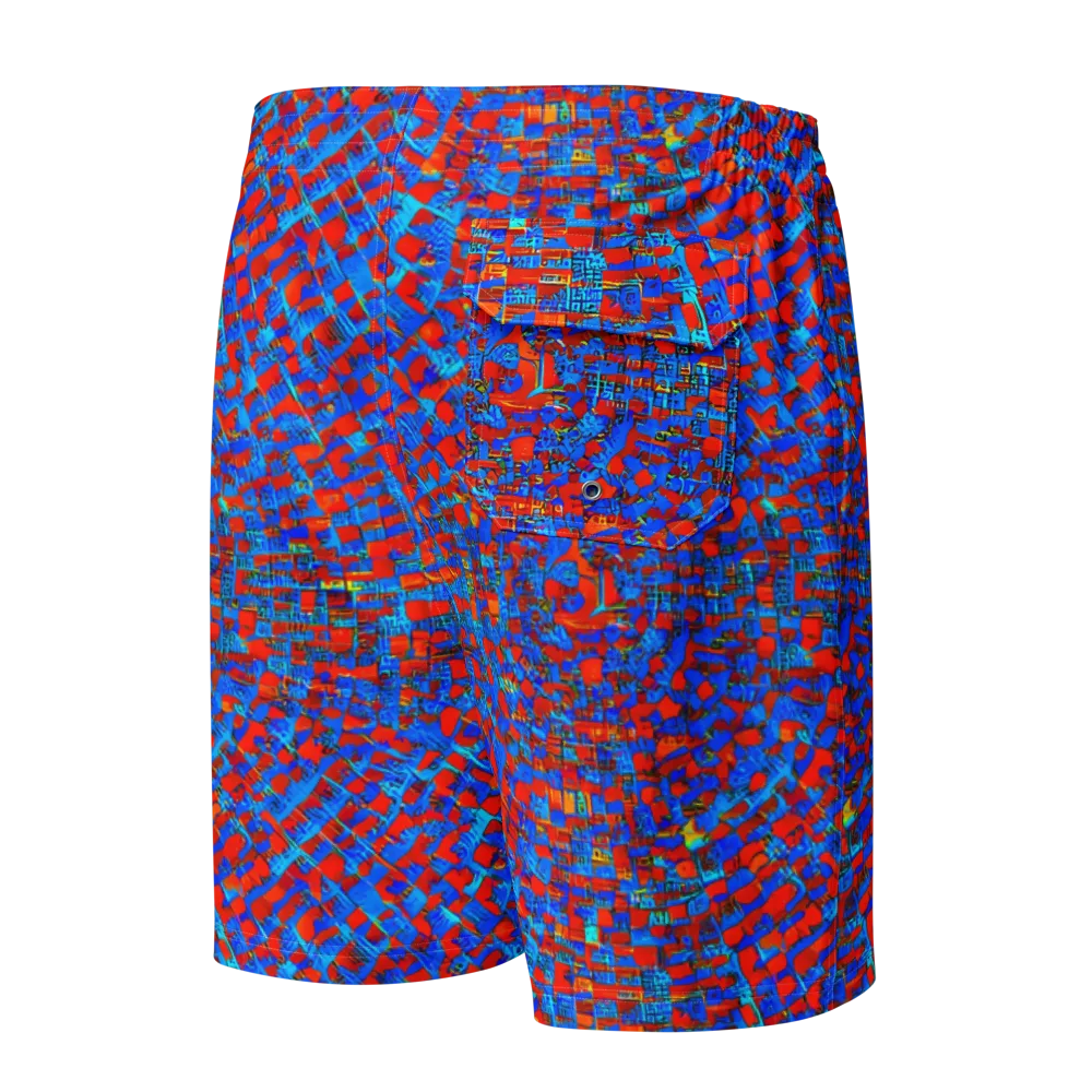 Neon City Grid on Men's Board Shorts — Back