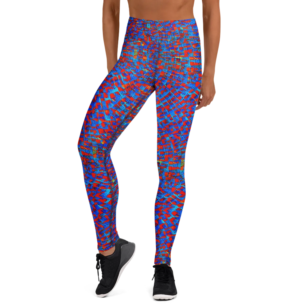 Neon City Grid on Yoga Leggings — Front