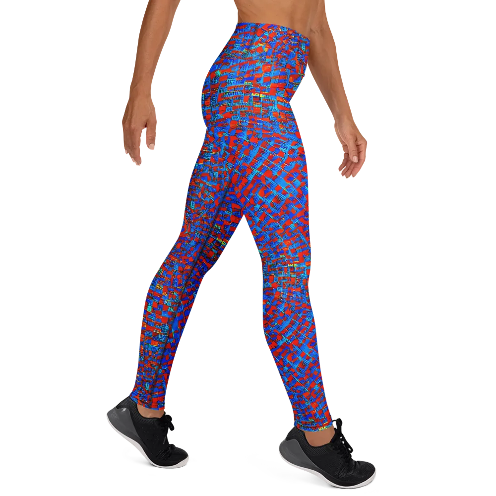 Neon City Grid on Yoga Leggings — Right