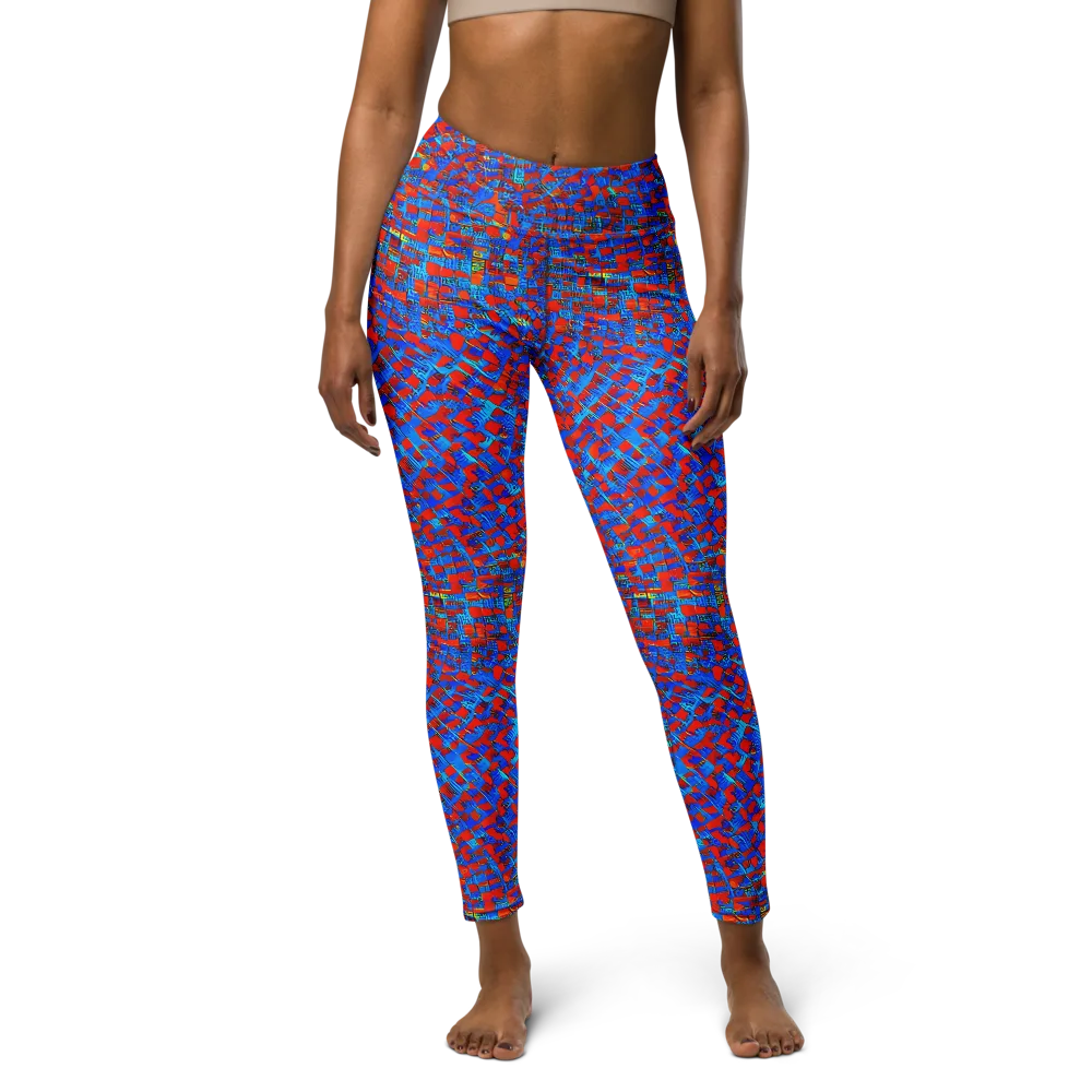 Neon City Grid on Yoga Leggings — Front