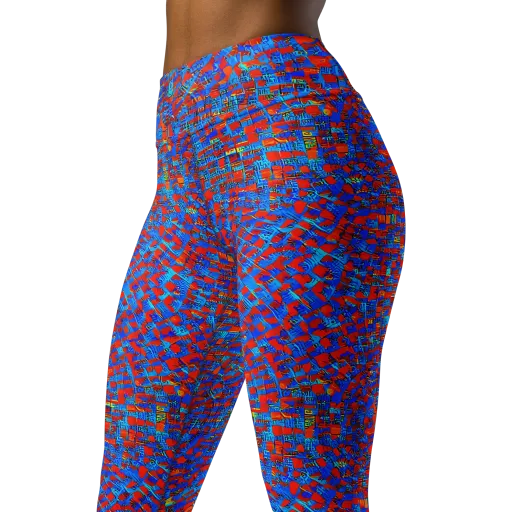 Neon City Grid on a Yoga Leggings