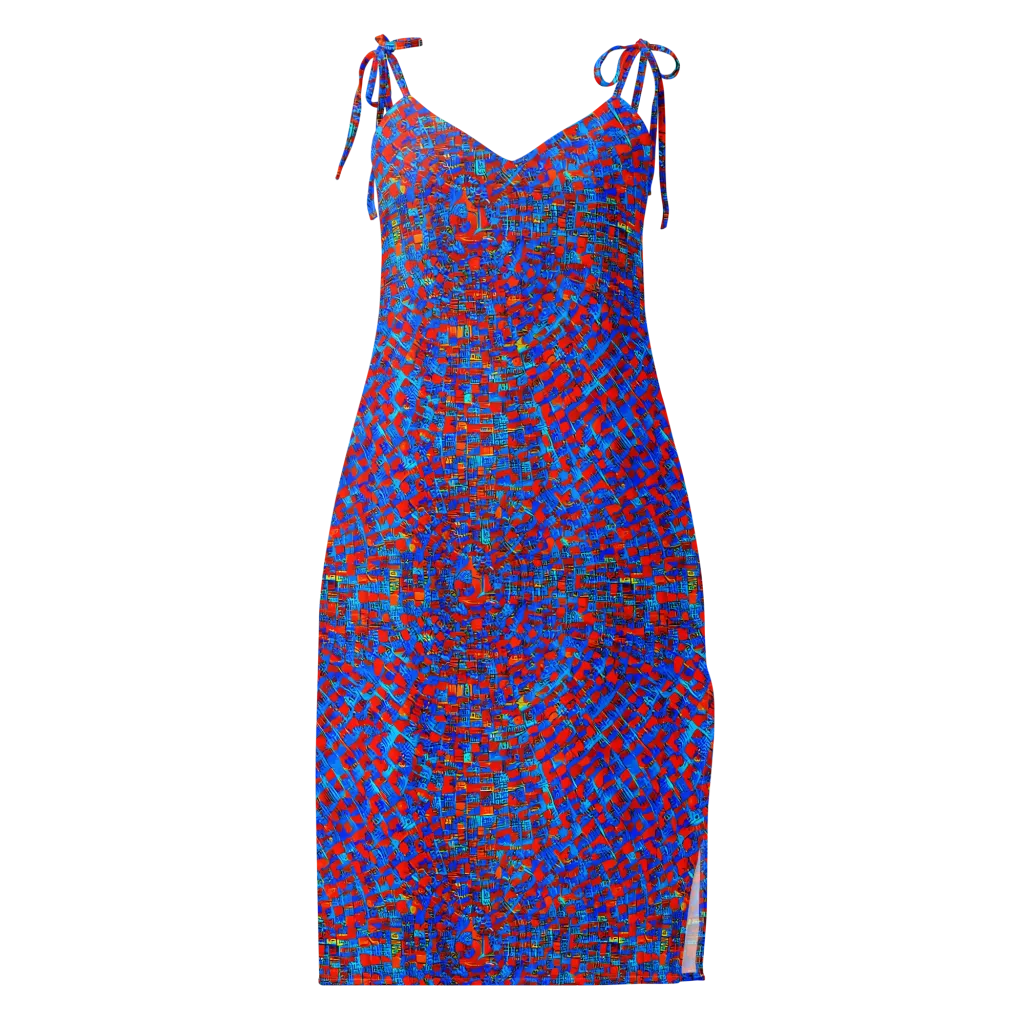 Neon City Grid on Slip Dress — Front