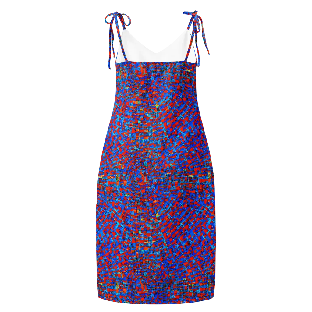 Neon City Grid on Slip Dress — Back