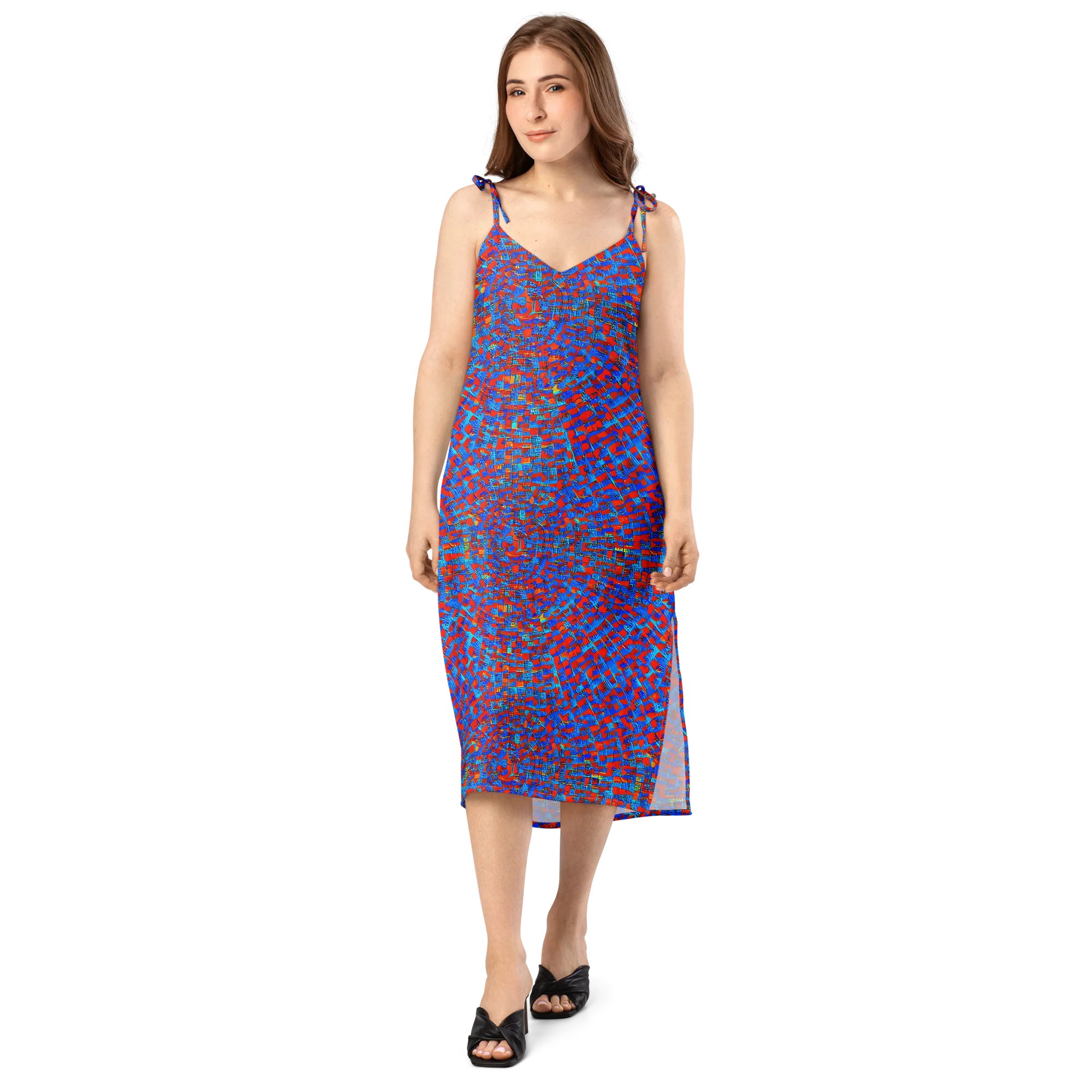 Neon City Grid on Slip Dress — Front