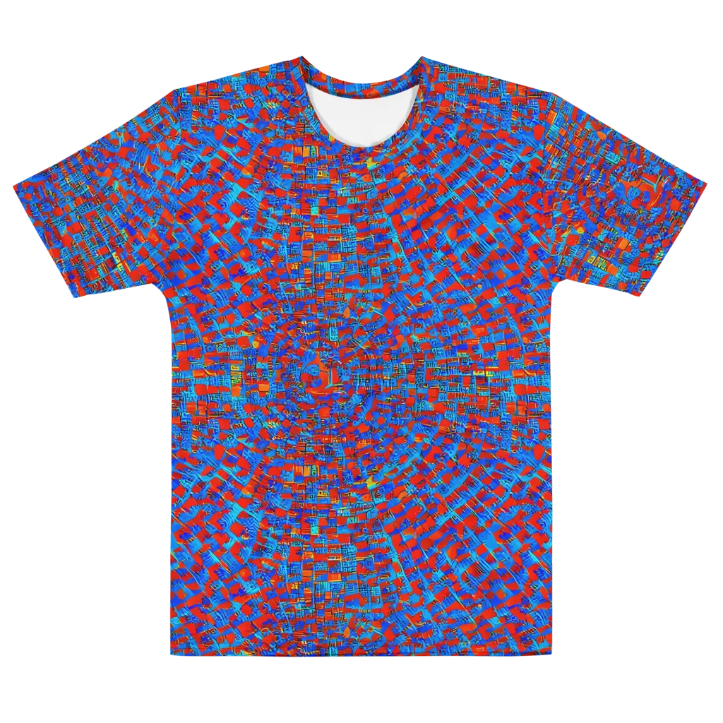 Neon City Grid on Men's Cotton Crew Neck T-Shirt — Front