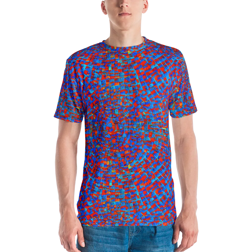 Neon City Grid on Men's Crew Neck T-Shirt — Front