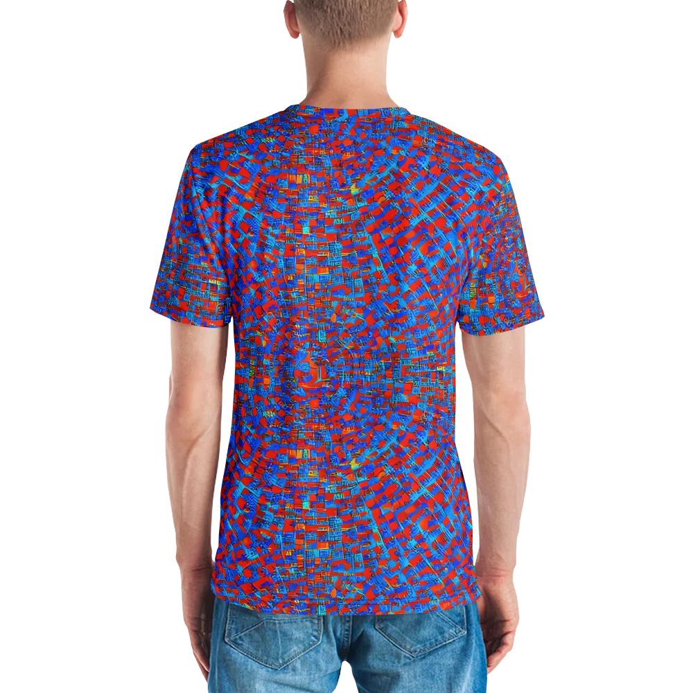Neon City Grid on Men's Crew Neck T-Shirt — Back