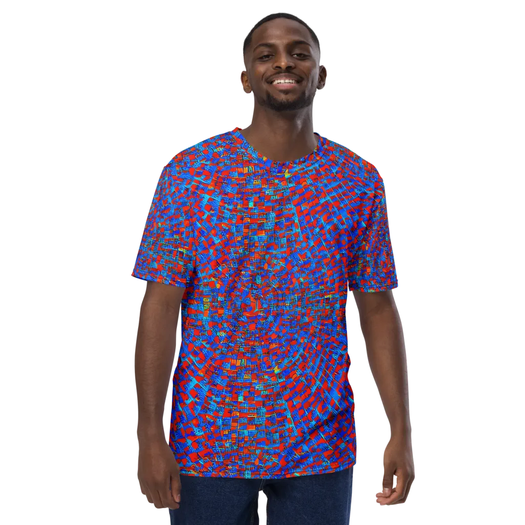 Neon City Grid on Men's Crew Neck T-Shirt — Front