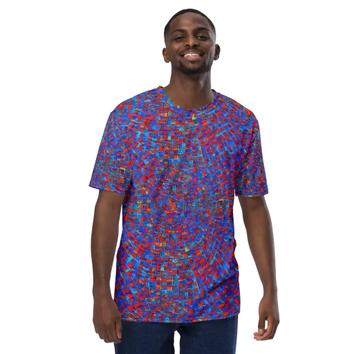 Neon City Grid on a Men's Crew Neck T-Shirt