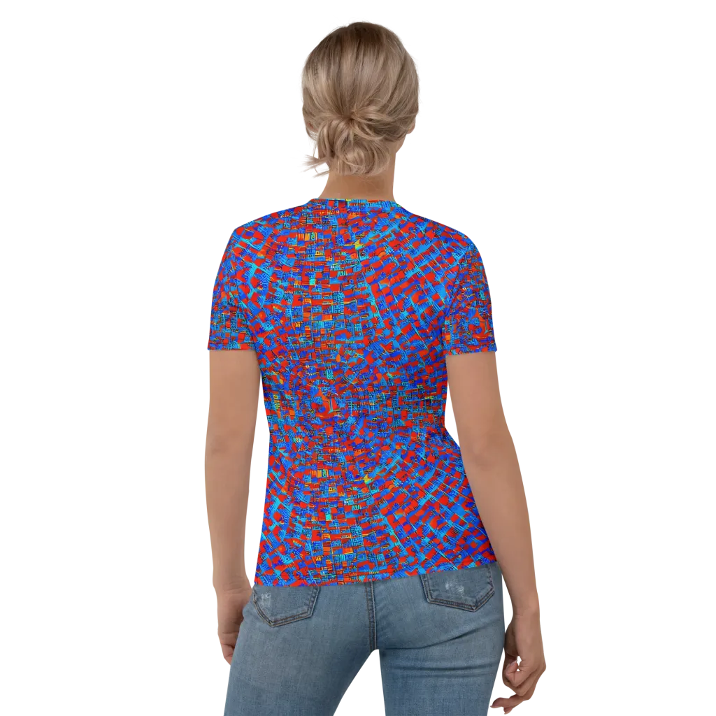 Neon City Grid on Women's Crew Neck T-Shirt — Back