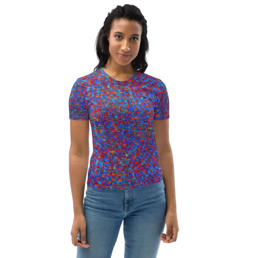 Neon City Grid on a Women's Crew Neck T-Shirt