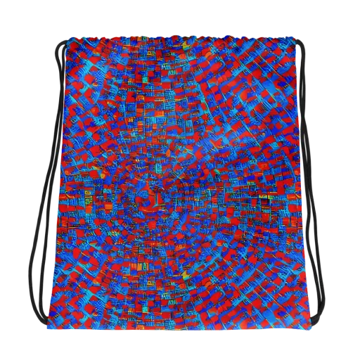 Neon City Grid on a Drawstring Bag