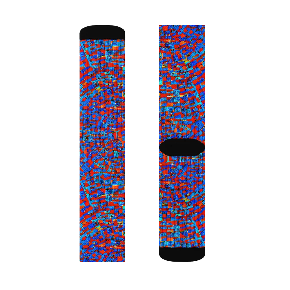 Neon City Grid on Socks — Left Sock