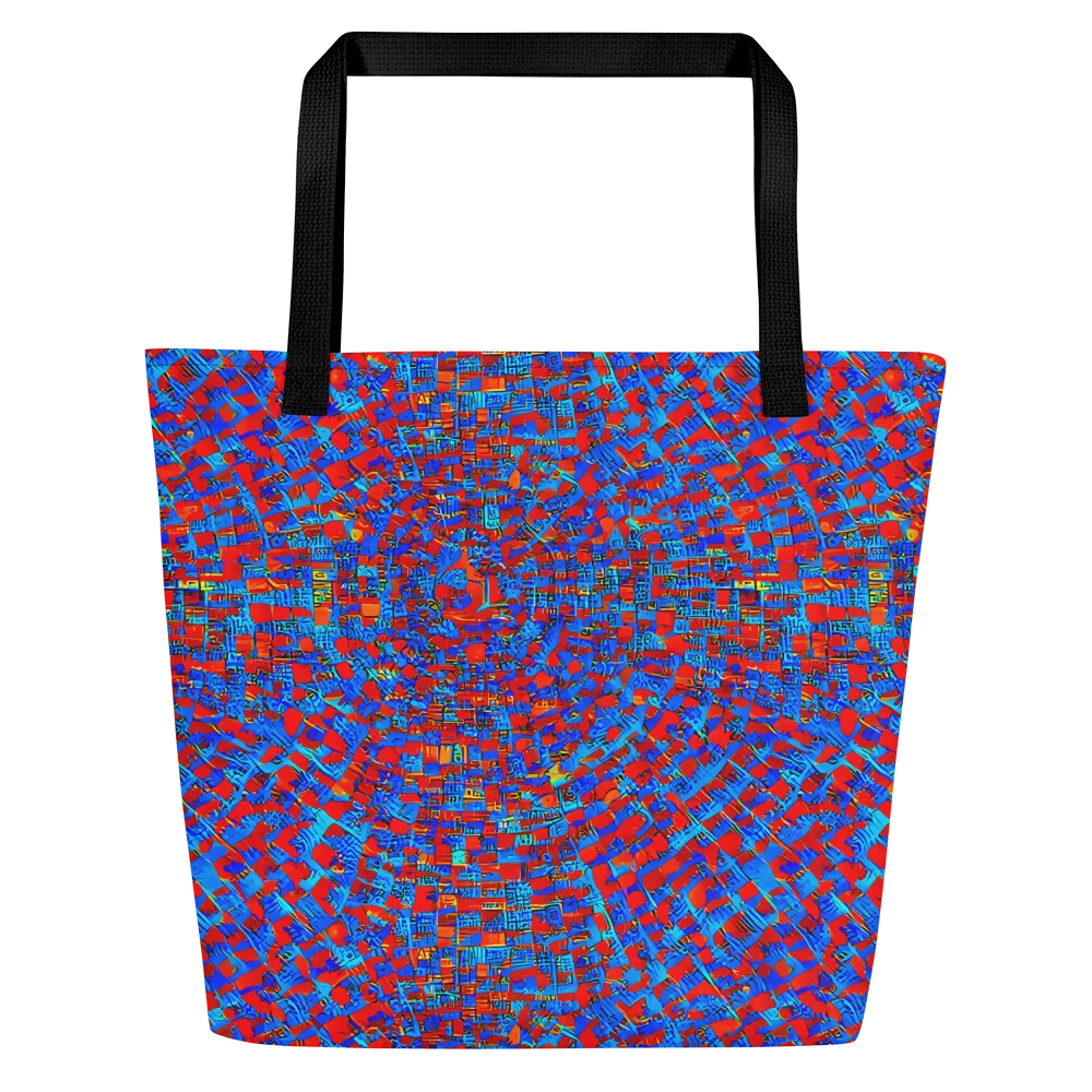 Neon City Grid on Large Tote Bag W/ Pocket — Front